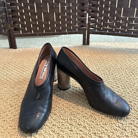 ACNE STUDIOS BLACK MARBLE EFFECT HEELS - Picture 1 of 3